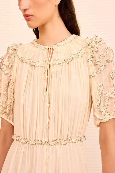 Nan Silk Short Sleeve Midi Dress-Dresses-Ulla Johnson-Debs Boutique